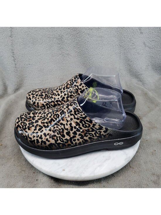 OOFOS Shoes - Oofos Shoes Womens Size 12 OOcloog Brown Black Leopard Print Clogs *NWT*